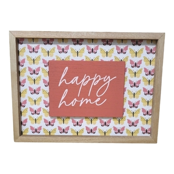 Rustic Wooden Painted Butterfly "Happy Home" 9×12" Wall Decor Gallery Si… - Picture 2 of 3